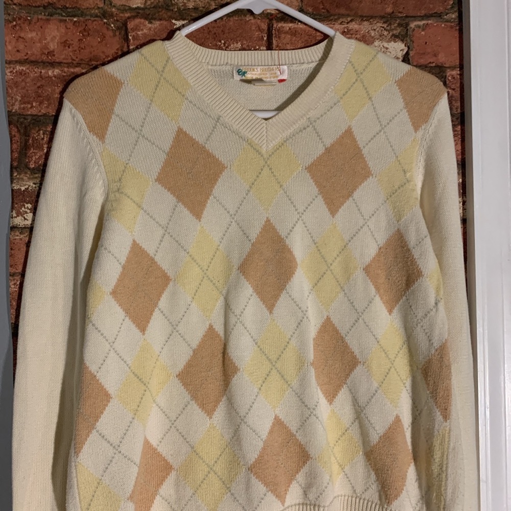 Brand New Brooks Brothers Lux Argyle Sweater